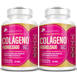 Imagem do produto Kit 2X Colágeno Hidrolisado Com Vitaminas 60 Cápsulas Flora Nativa