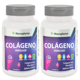 Imagem do produto Kit 2X Colágeno Hidrolisado + Vitamina C, Zinco E Selênio 1200Mg 120 Cápsulas Macrophytus