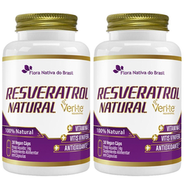 Imagem do produto Kit 2X Resveratrol Natural Verite 30 Vegan Cápsulas Flora Nativa