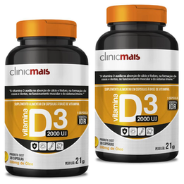 Imagem do produto Kit 2X Vitamina D3 2000Ui 30 Cápsulas Clinicmais