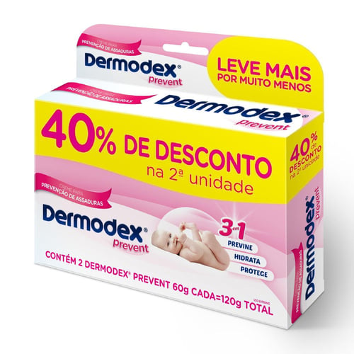 Kit 2X60g Dermodex Prevent Pomada P/ Prevenção De Assaduras