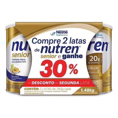 Kit 2X740G Nutren Senior Sem Sabor Suplemento Alimentar