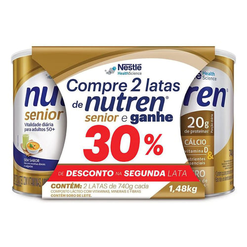 Kit 2X740G Nutren Senior Sem Sabor Suplemento Alimentar