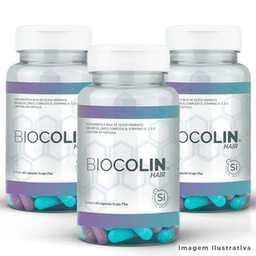 Kit 3 Biocolin Hair 3 Potes Com 60 Cápsulas De 500Mg Suplemento Alimentar Para Pele, Cabelos E Unhas