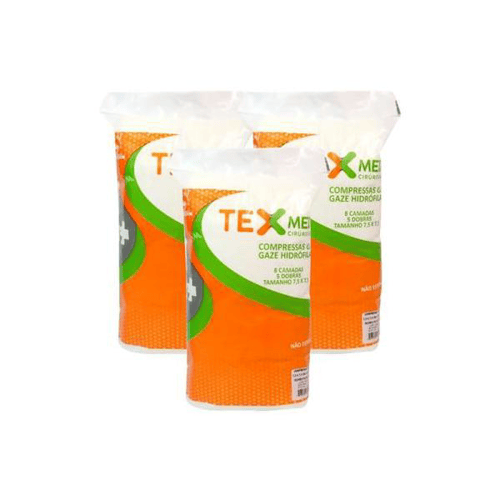 Imagem do produto Kit 3 Compressa Gaze 91Cmx91m 4 Dobras 11 Fios Não Estério Texmed