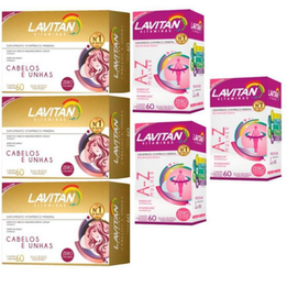 Imagem do produto Kit 3 Lavitan Cabelos E Unhas 60 Cápsulas + 3 Az Mulher 60 Comprimidos
