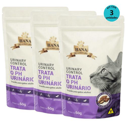 Kit 3 Snacks Hana Healthy Life Urinary Control P/ Gatos Adultos 60G