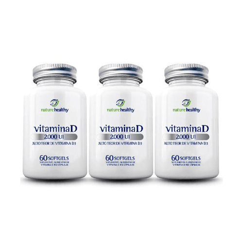 Imagem do produto Kit 3 Vitamina D3 2000 Ui Com 60 Cápsulas Nature Healthy