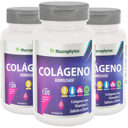 Imagem do produto Kit 3X Colágeno Hidrolisado + Vitamina C, Zinco E Selênio 1200Mg 120 Cápsulas Macrophytus