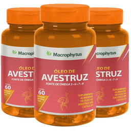 Imagem do produto Kit 3X Óleo De Avestruz 500Mg Ômega 3, 6, 7 E 9 60 Cápsulas Macrophytus