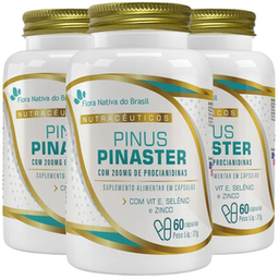 Imagem do produto Kit 3X Pinus Pinaster + Vitamina E, Selênio E Zinco 60 Cápsulas Flora Nativa
