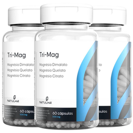 Kit 3X Trimag Magnésio Dimalato, Quelato E Citrato 60 Cápsulas Natulha