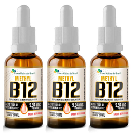 Imagem do produto Kit 3X Vitamina B12 Sublingual Metilcobalamina 9,94 Mcg Por Gotas 20Ml Flora Nativa Sabor:morango