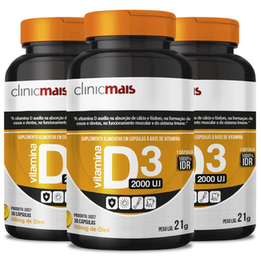 Imagem do produto Kit 3X Vitamina D3 2000Ui 30 Cápsulas Clinicmais