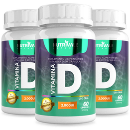 Imagem do produto Kit 3X Vitamina D3 Colecalciferol 2.000Ui 60 Cápsulas Nutrivale