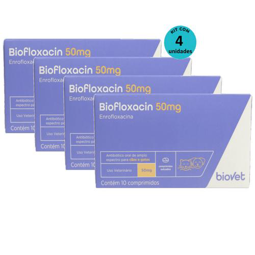 Kit 4 Biofloxacin 50Mg C/ 10 Comprimidos Biovet