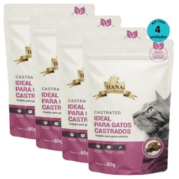 Kit 4 Snacks Hana Healthy Life Castrated P/ Gatos Adultos 60G