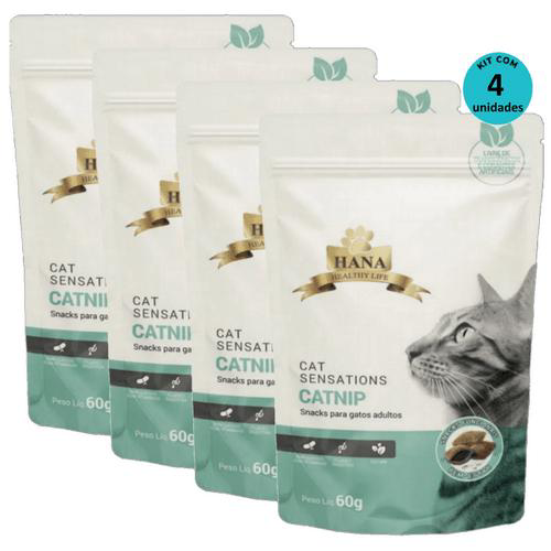 Kit 4 Snacks Hana Healthy Life Cat Sensations P/ Gatos Adultos 60G
