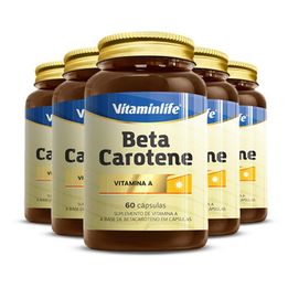 Kit 5 Beta Caroteno 6000 Ui Vitaminlife 60 Cápsulas