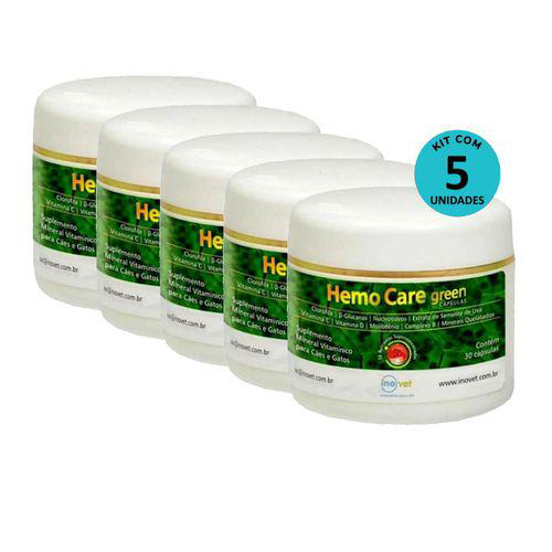Kit 5 Hemo Care Green Suplemento P/ Cães E Gatos C/ 30 Cápsulas Inovet