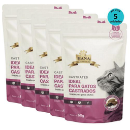 Kit 5 Snacks Hana Healthy Life Castrated P/ Gatos Adultos 60G