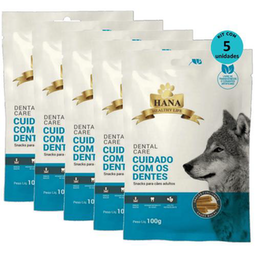 Kit 5 Snacks Hana Healthy Life Dental Care Cuidado C/ Os Dentes P/ Cães Adultos 100G