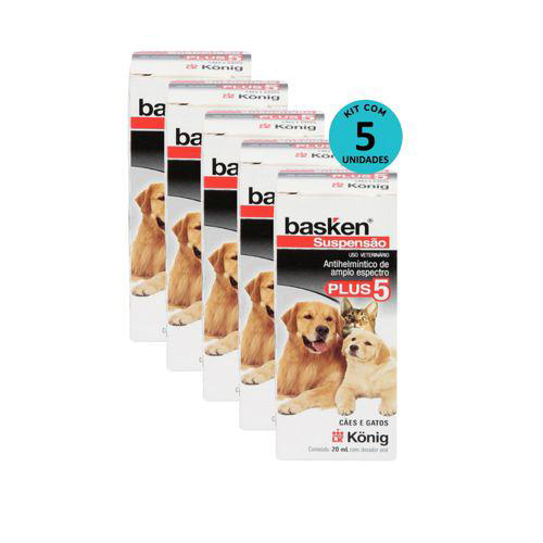 Imagem do produto Kit 5 Vermífugobasken Susp. Plus 5 Cães E Gatos 20Ml König