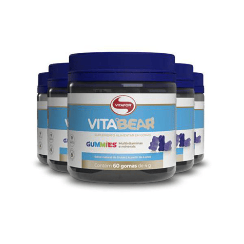 Kit 5 Vita Bear Multivitamínicos 200G Vitafor 60 Gomas