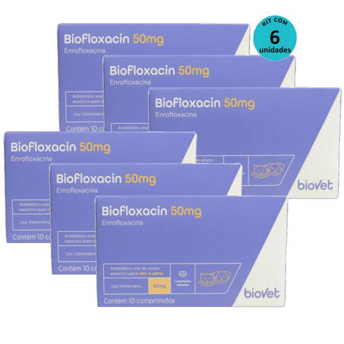 Kit 6 Biofloxacin 50Mg C/ 10 Comprimidos Biovet