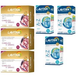 Imagem do produto Kit 6 Lavitan Hair Cabelos Unhas + Lavitan Az 360 Cápsulas Cimed