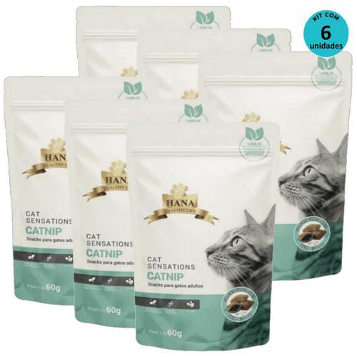 Kit 6 Snacks Hana Healthy Life Cat Sensations P/ Gatos Adultos 60G