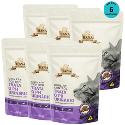Kit 6 Snacks Hana Healthy Life Urinary Control P/ Gatos Adultos 60G