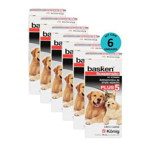 Imagem do produto Kit 6 Vermífugobasken Susp. Plus 5 Cães E Gatos 20Ml König