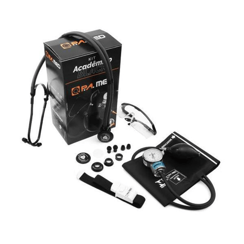 Kit Acadêmico Aparelho De Pressão Com Estetoscópio Black Total Kpa700 P.a.med