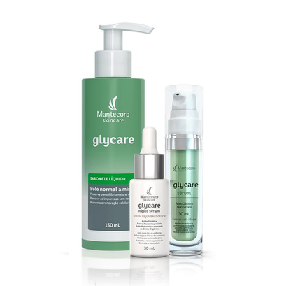 Imagem do produto Kit Ácido Glicólico Glycare Sabonete + Glycare Sérum+Glycare Night Sérum Mantercorp