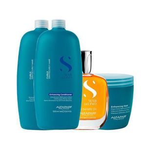 Imagem do produto Kit Alfaparf Semi Di Lino Curls Profissional Shampoo E Condicionador E Máscara E Óleo