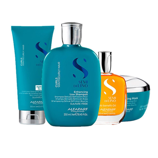 Imagem do produto Kit Alfaparf Semi Di Lino Curls Shampoo E Condicionador E Máscara E Óleo Multibenefícios