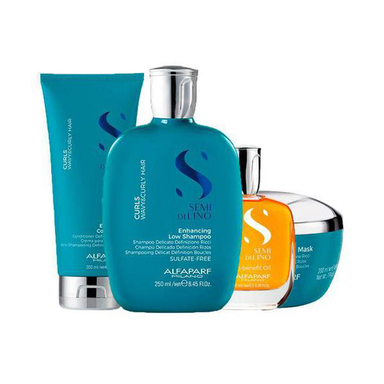 Imagem do produto Kit Alfaparf Semi Di Lino Curls Shampoo E Condicionador E Máscara E Óleo