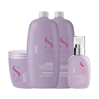 Imagem do produto Kit Alfaparf Semi Di Lino Smooth Smoothing Shampoo E Condicionador E Máscara E Creme