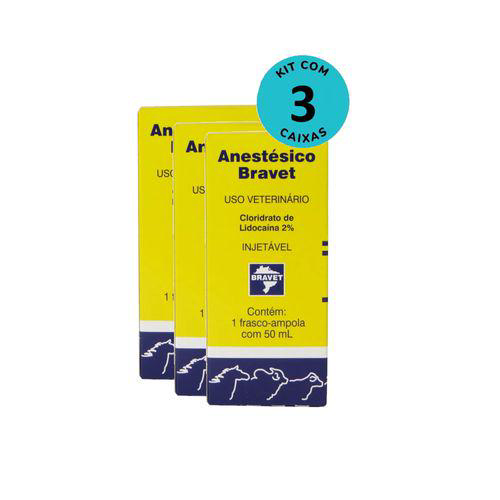 Imagem do produto Kit Anestésico Com Vasoconstritor Injetável 2% Bravet 50Ml Com 3 Unidades