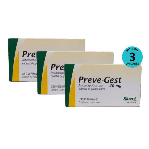 Imagem do produto Kit Anticoncepcional Prevegest Biovet 20Mg C/ 12 Comprimidos C/ 3 Unidades