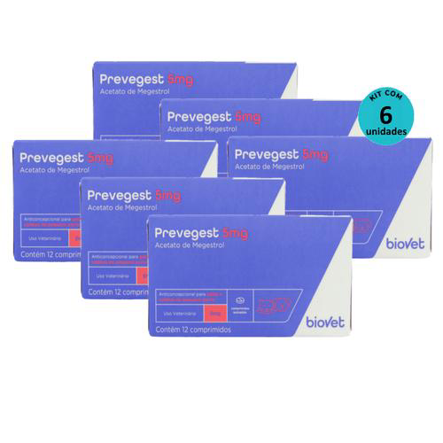 Imagem do produto Kit Anticoncepcional Prevegest Biovet 5Mg C/ 12 Comprimidos C/ 6 Unidades