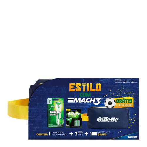 Imagem do produto Kit Aparelho De Barbear Gillette Mach3 + Carga Sensitive Com 2 + Necessaire