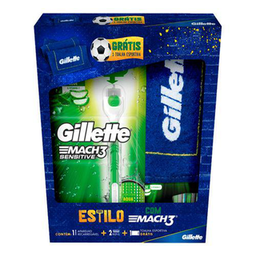 Kit Aparelho De Barbear Gillette Mach3 + Carga Sensitive Com 2 + Toalha