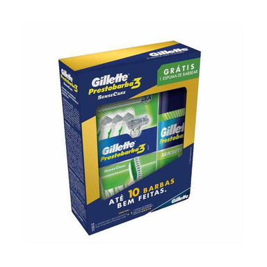Imagem do produto Kit Aparelho De Barbear Prestobarba 3 Sensecare + Espuma 56G Gillette 4 Unidades