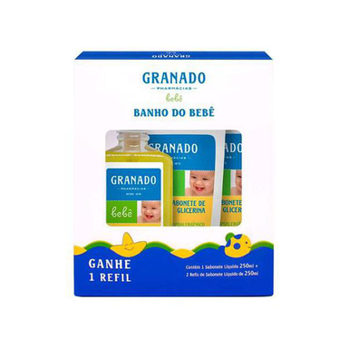 Kit Banho Bebê Sabonete Líquido Trad Granado 250Ml+2 Refis