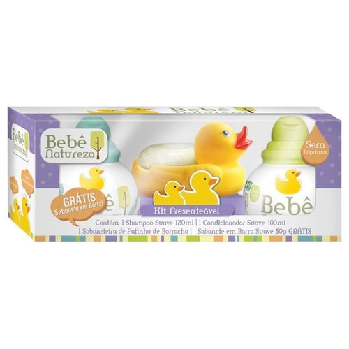 Imagem do produto Kit Bebê Natureza Patinho Shampoo 120Ml E Condicionador 100Ml E Saboneteira De Borracha E Ganhe Sabonete Em Barra 50G