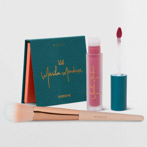 Imagem do produto Kit Blush Cintilante + Batom Líquido Rosa Marília Mendonça By Océane + Pincel 3 Produtos