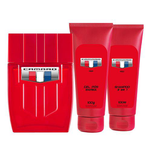 Kit Camaro Red Deo Colônia 100Ml + Shampoo 100Ml + Pós Barba 100Ml