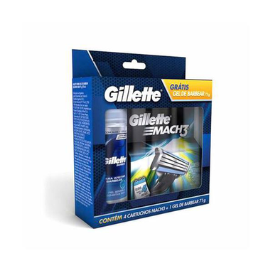 Kit Carga Para Aparelho De Barbear Gillette Mach3 Sensitive Com 4 Unidades + 1 Mini Gel Mach 3 Complete 71G Unidade